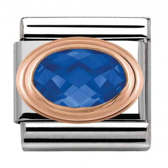 430601/007 Rose Gold Blue Faceted Cubic Zirconia Charm