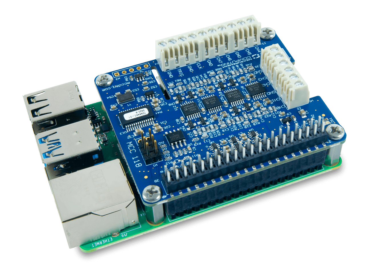 MCC 118: Voltage Measurement DAQ HAT for Raspberry Pi®