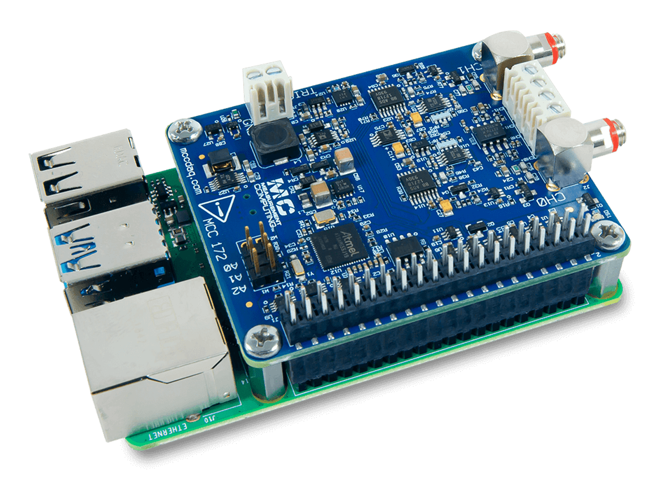 MCC 172: IEPE Measurement DAQ HAT for Raspberry Pi®