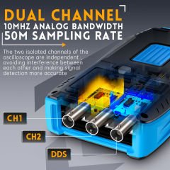 2C23T 3in1 10MHz 2 Kanal  50MSa/s El Tipi Dijital Osiloskop & Multimetre & Sinyal Jeneratörü