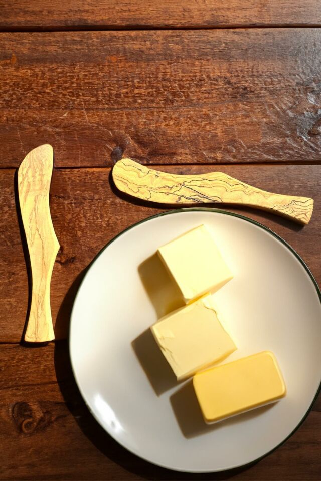 Zeytin Ağacı Tereyağ Bıçağı Seti | 2 Adet El Yapımı Ahşap Tereyağ Süreceği