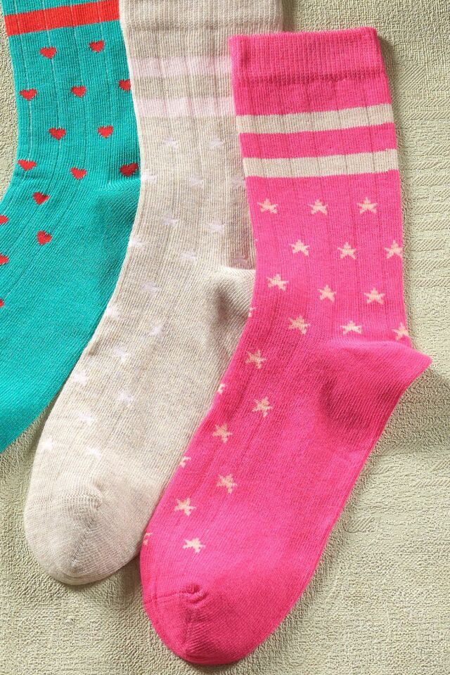3 Çift Kadın Uzun Çorap | Yıldız Desen Extra Soft Unisex Pamuklu Soket Çorap