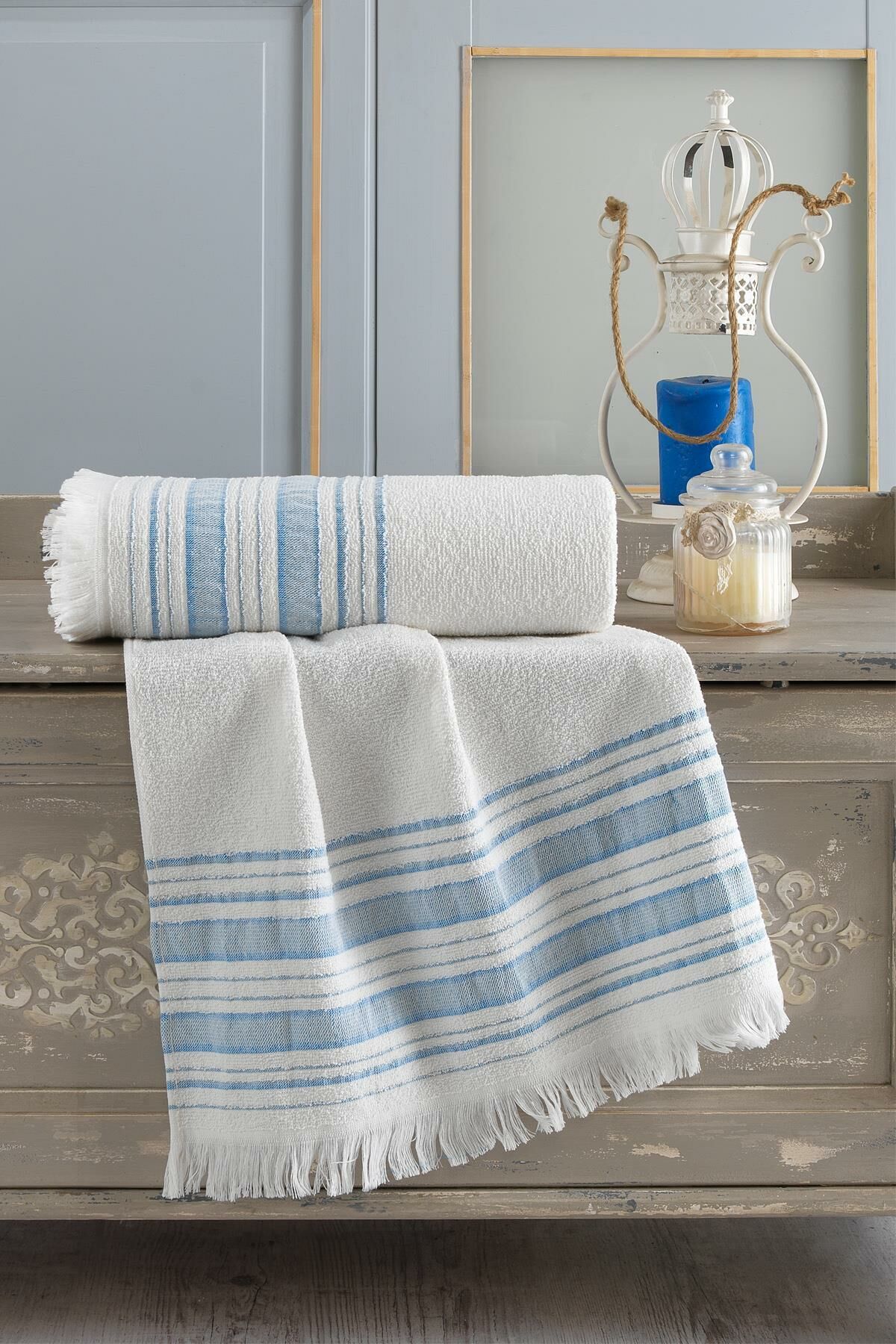 Trendy Banyo Havlu Seti 70x140 & 50x90 Mavi