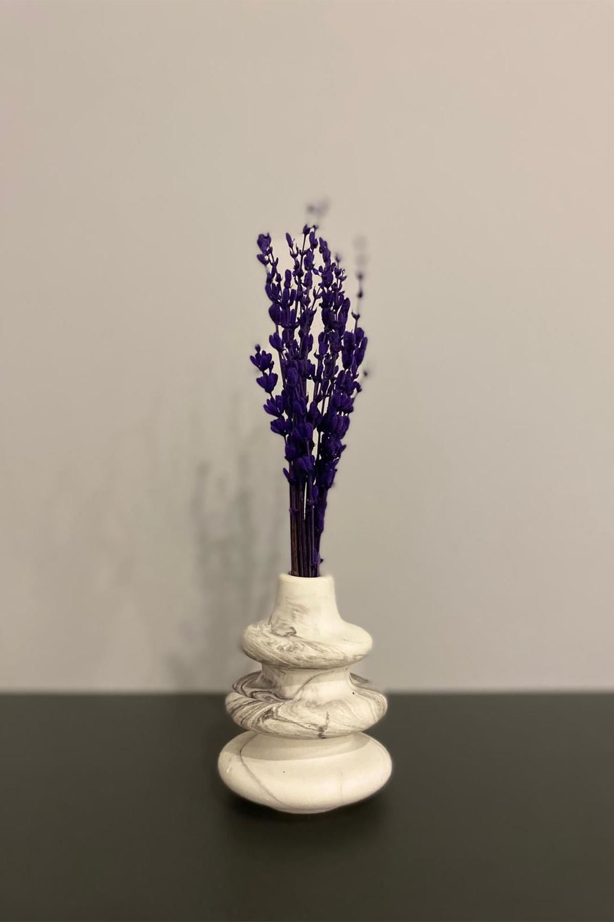 Mini Mermer Desen Konik Vazo Biblo 6X10 Cm