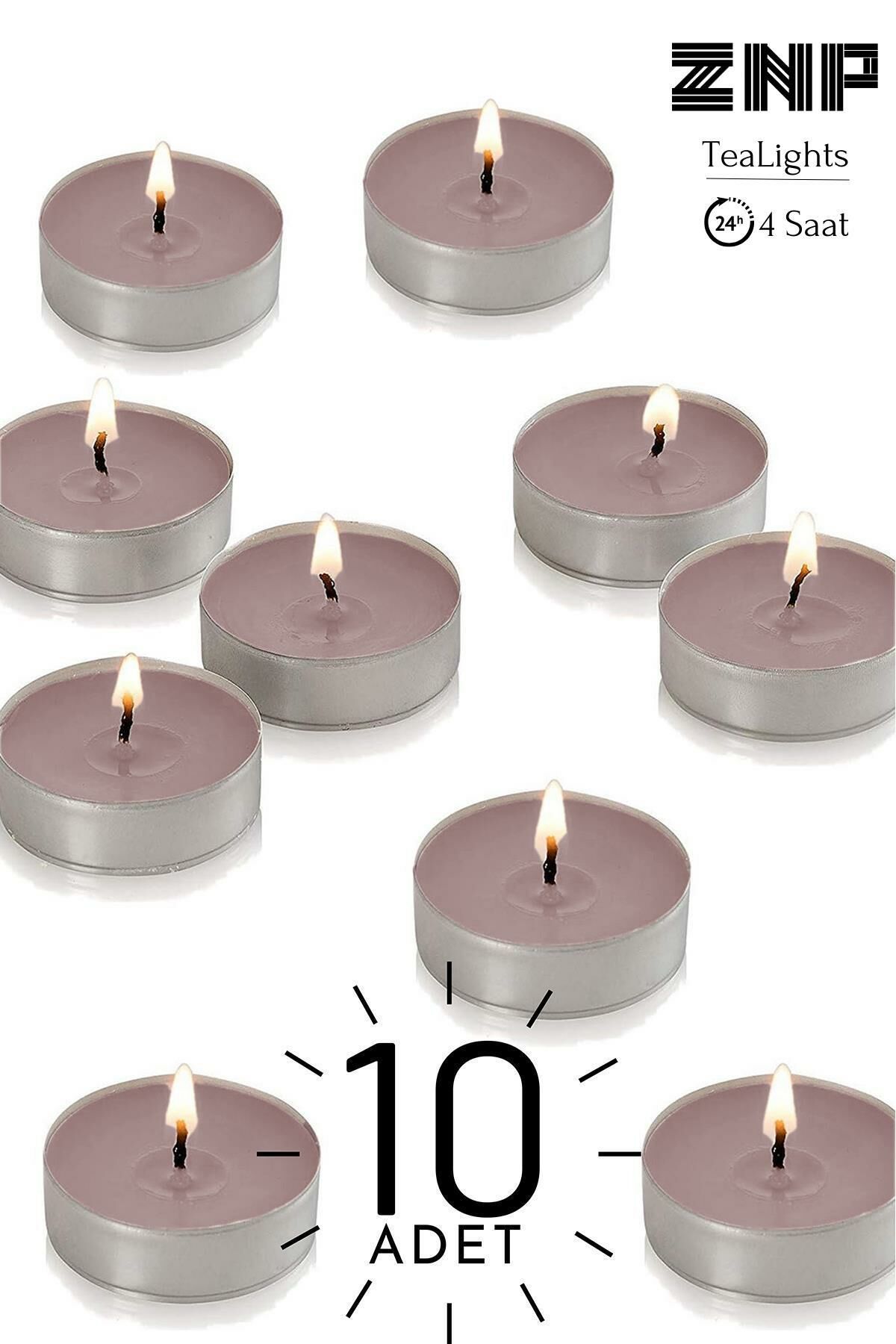 10 Adet | Tarçın Kokulu Tealight Mum | 4 Saat Yanar | Dekoratif Mumluk Mumu
