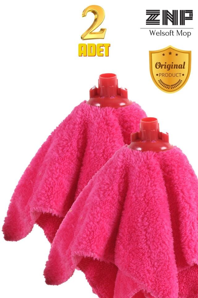 Welsoft Balerin Mop Yedek Başlıklı 2 Adet Pembe Mop, Papas 45x60