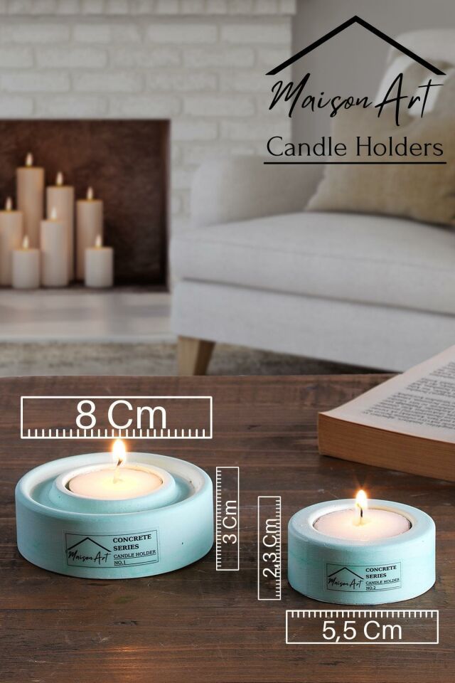 Holder | 4'Lü Set Mumluk | Tea Light Mumluk Seti | Lila-Yeşil