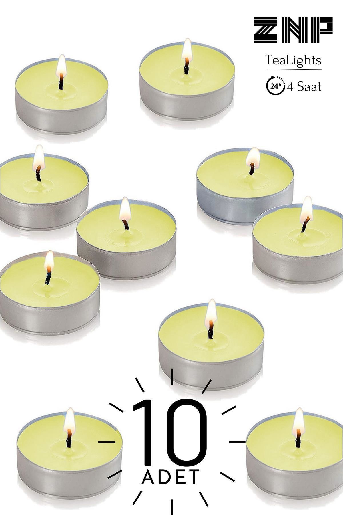 10 Adet | Papatya Kokulu Tealight Mum | 4 Saat Yanar | Dekoratif Mumluk Mumu