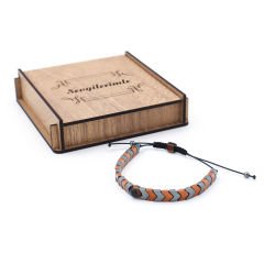 Ahşap Kutulu  Doğal Taş Hematit Unisex Bileklik