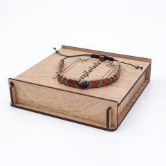 Ahşap Kutulu  Doğal Taş Hematit Unisex Bileklik