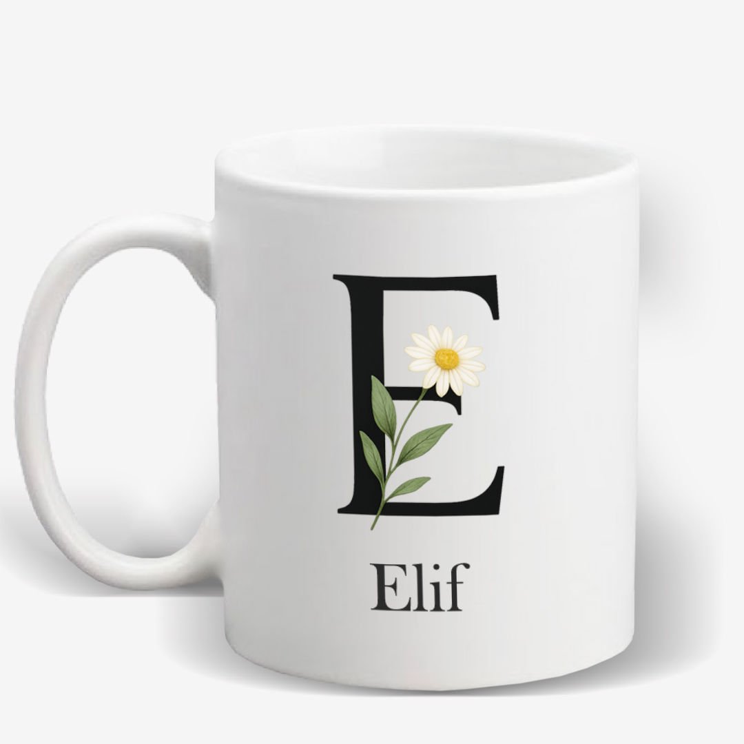 E Harfi İsime Özel Kupa Bardak