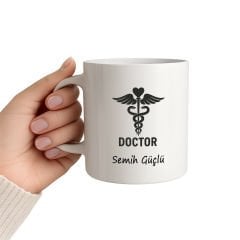 Tıp Sembolü Tasarımlı Kişiye Özel Doktor Kupa