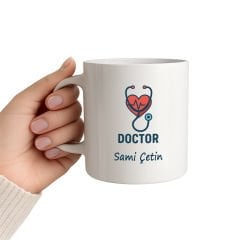 Renkli Stetoskop Tasarımlı Kişiye Özel Doktor Kupa