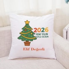 Kişiye Özel Yılbaşı Ağacı Tasarımlı 2026 Yastık