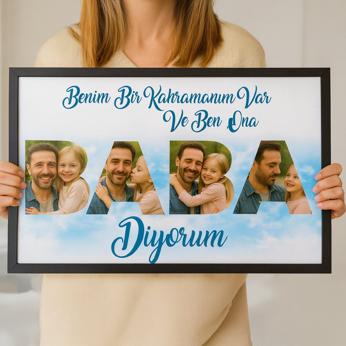 BABA Yazılı 4 Fotoğraflı Özel Tasarım Çerçeve