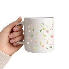 Çiçek Desenli Kupa Bardak