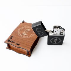 Kişiye Özel Ahşap Kutulu Metal Çakmak