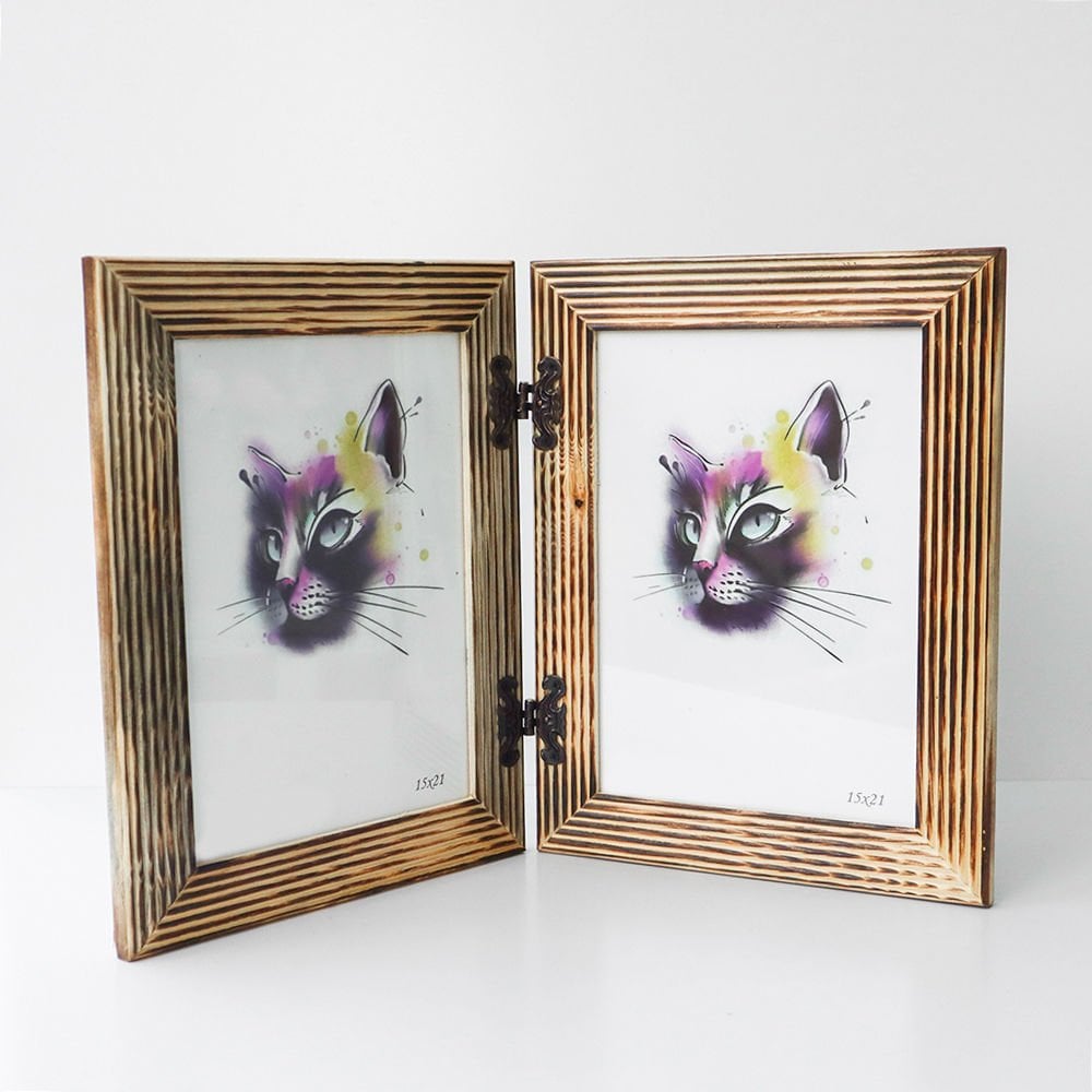 Ahşap İkili Fotoğraf Baskılı Çerçeve