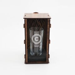 C Harfi Tasarım Ahşap Kutulu Rakı Kadehi