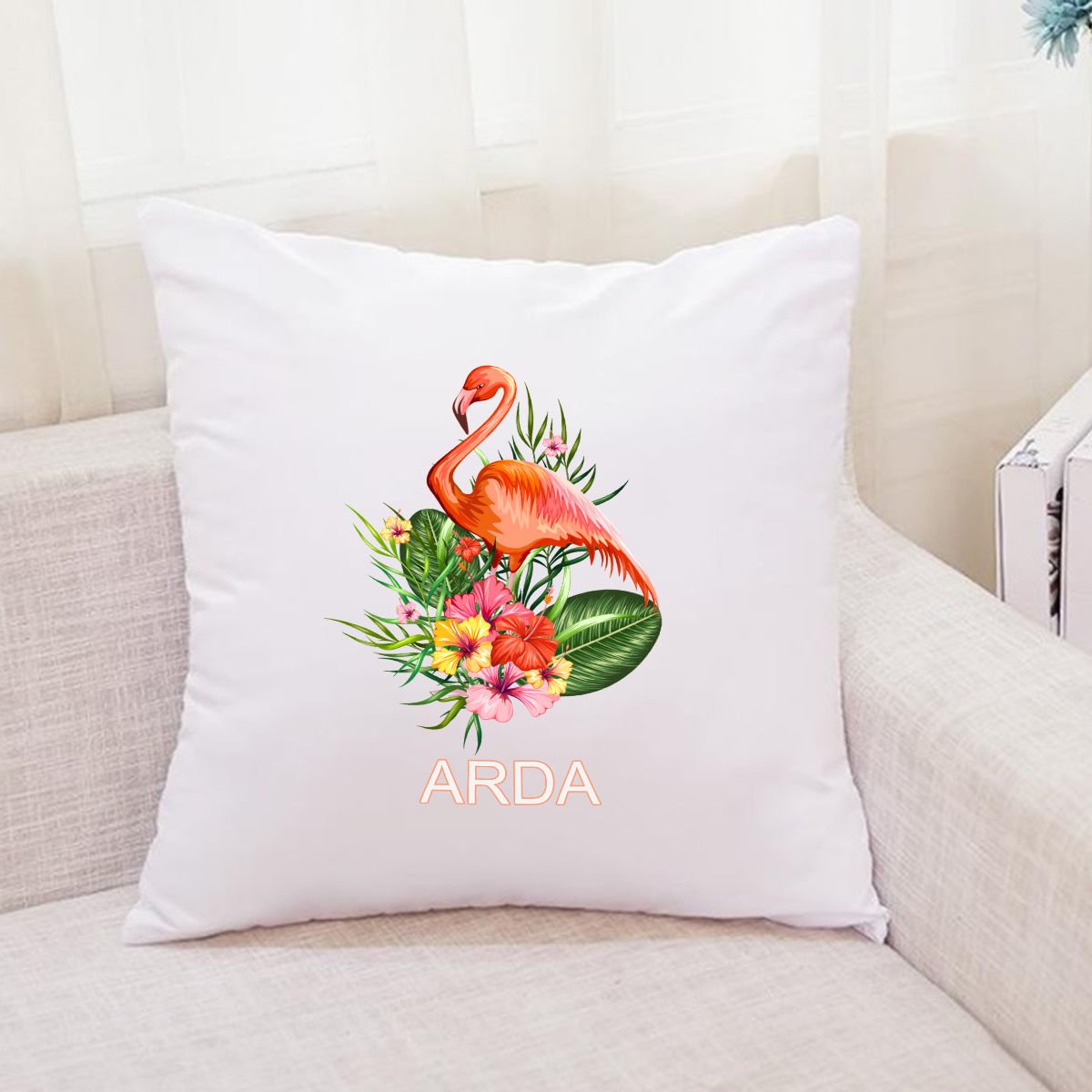 Flamingo Temalı İsime Özel Yastık