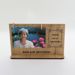 Annem En İyi Arkadaşım Temalı Ahşap Fotoğraf Çerçevesi