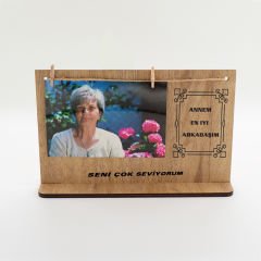 Annem En İyi Arkadaşım Temalı Ahşap Fotoğraf Çerçevesi