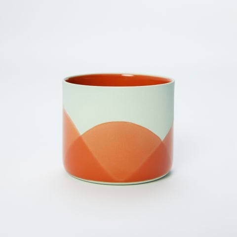 Mandarin - Medium -  Mint Inside Orange Semi Orange Wave