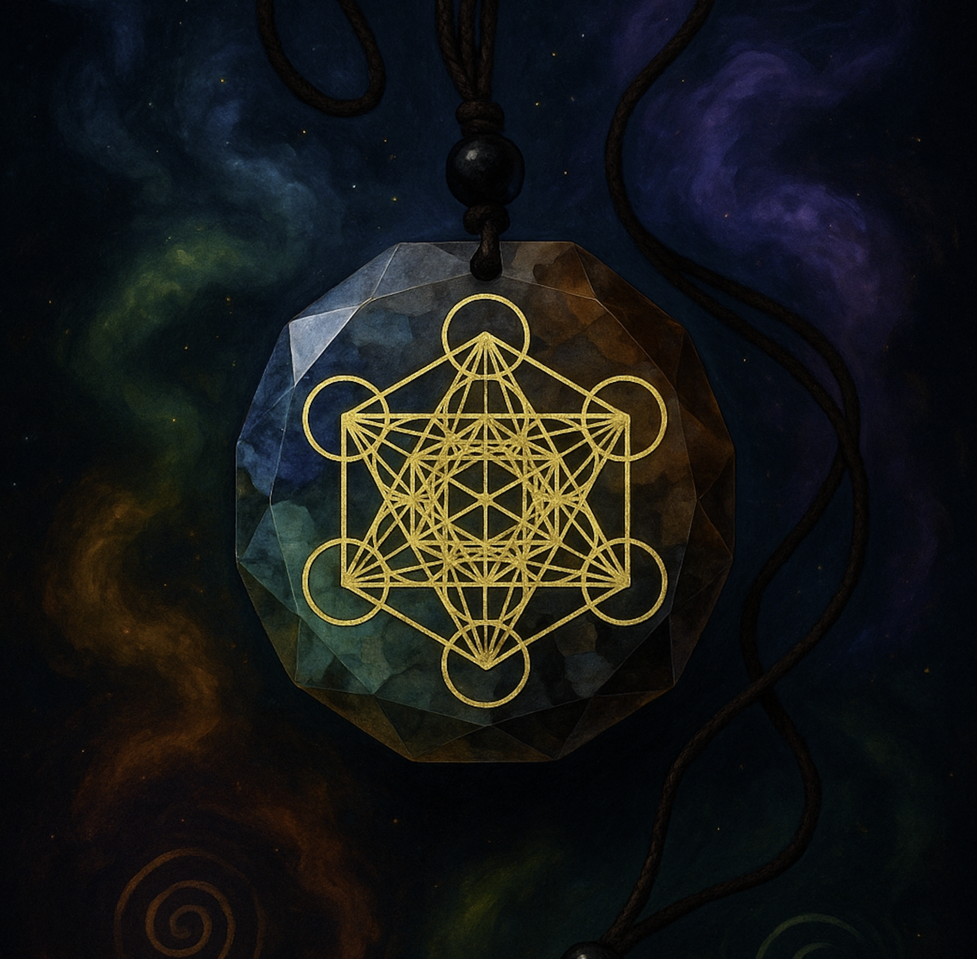 7 Çakra Dengeleyici Orgonit Kolye – Metatron Küpü Sembolü ile Doğal Taş Enerji Kolyesi