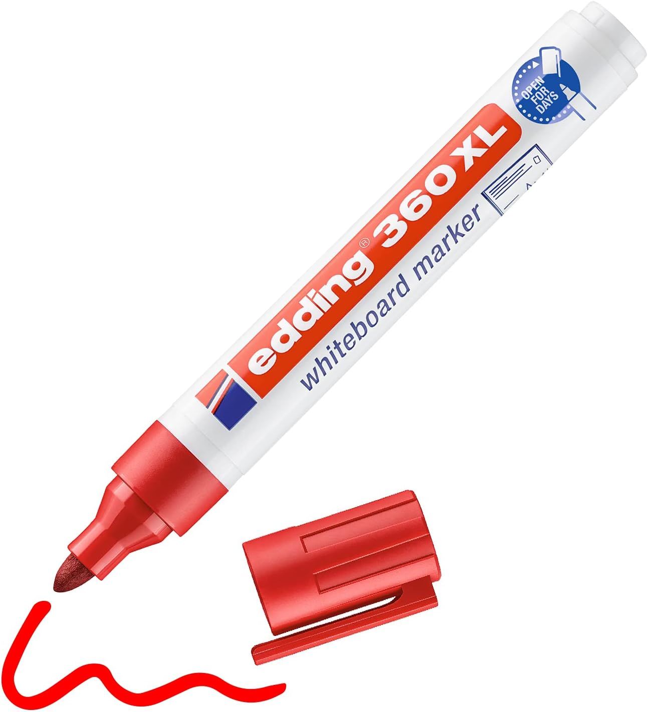 Edding 360 XL Yuvarlak Uçlu Beyaz Tahta Kalemi Kırmızı