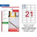 Tanex TW-2021 Yazıcı Etiketi 63.5 x 38.1 mm 2.100 Adet Beyaz