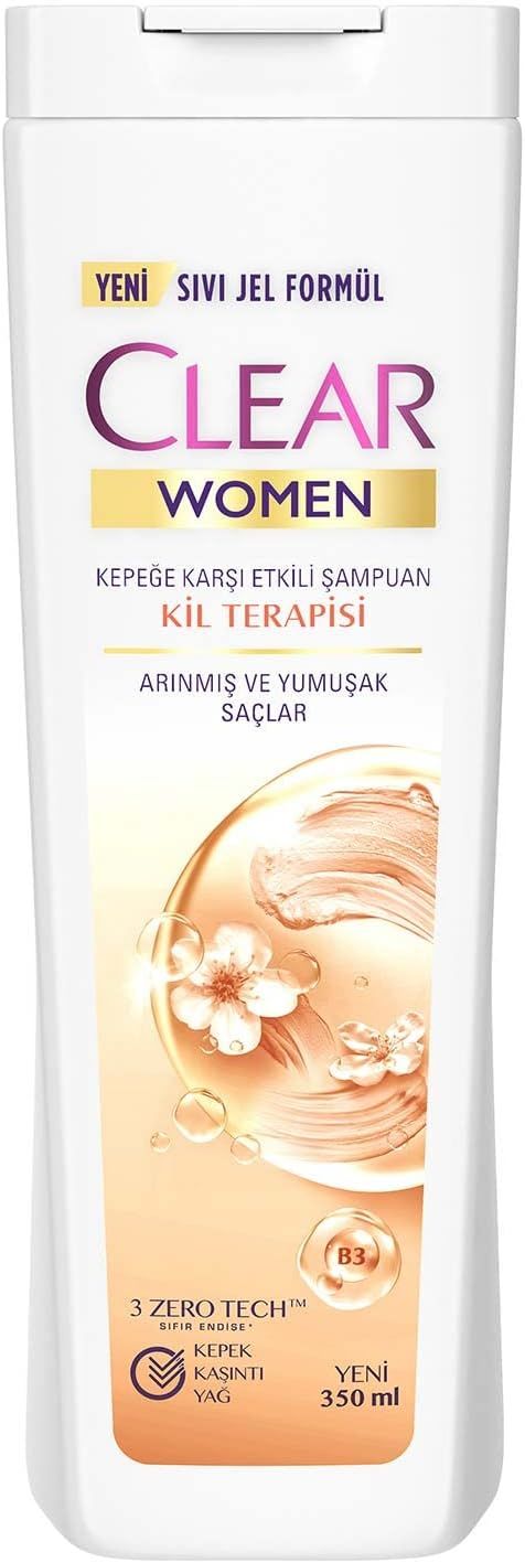 Clear Women Kepeğe Karşı Etkili Şampuan Kil Terapisi Arınmış ve Yumuşak Saçlar 350 ml