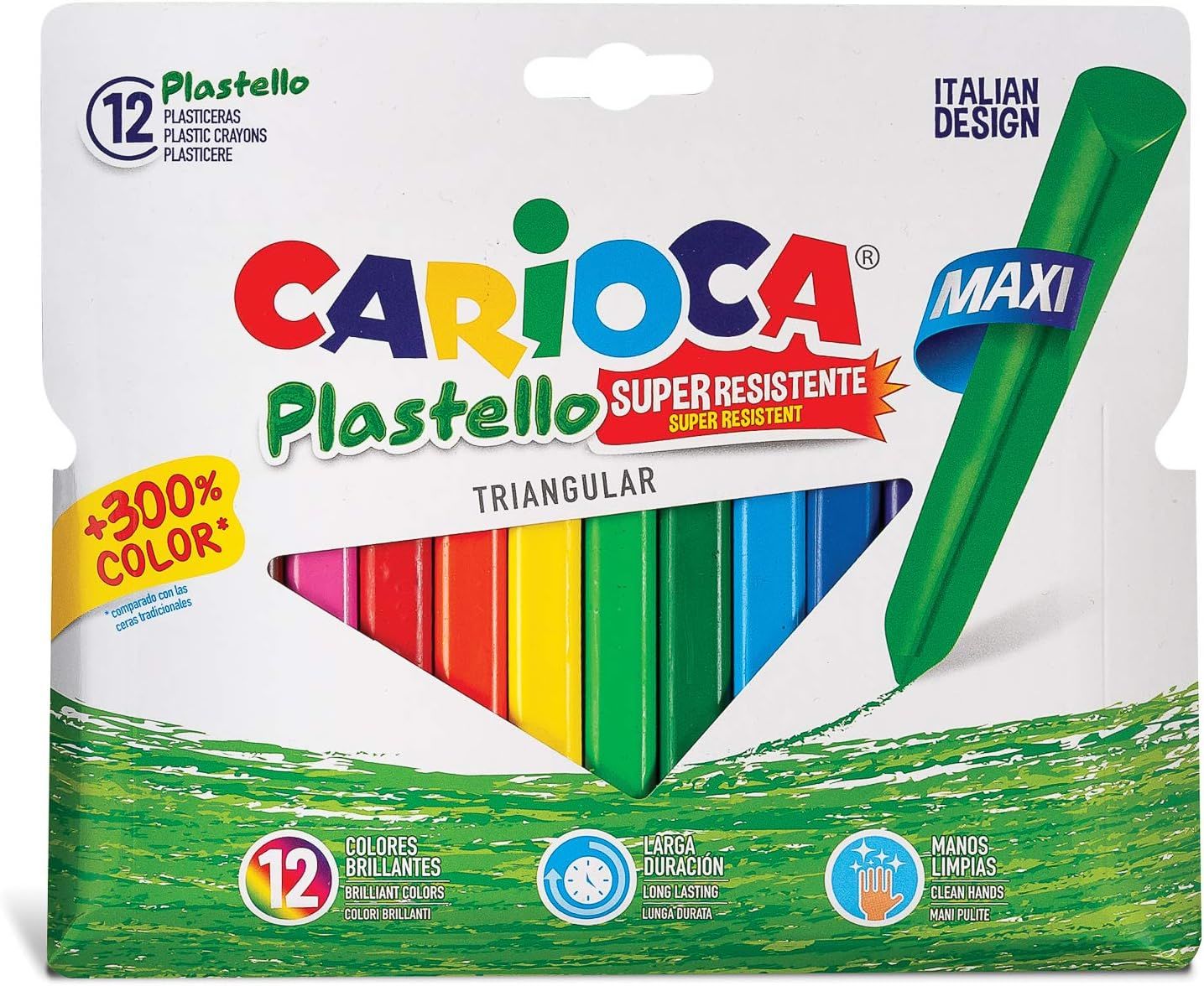 Carioca Üçgen Elleri Kirletmeyen Yıkanabilir Pastel Boya Kalemi 12'li