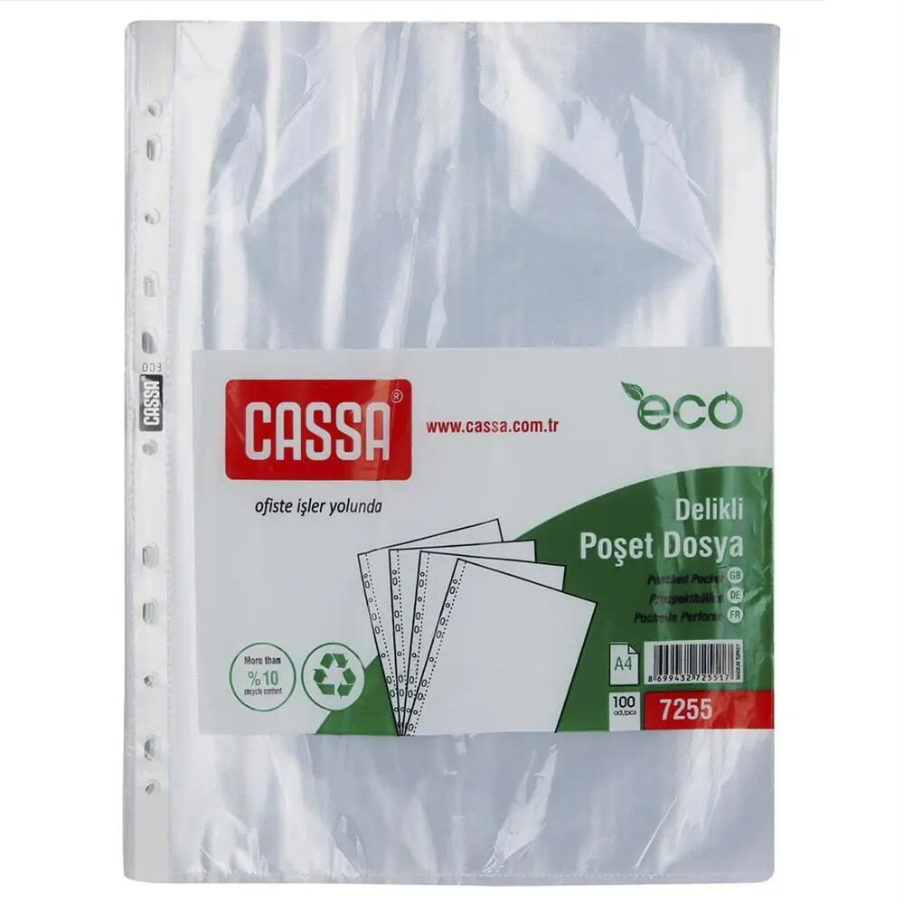 Cassa 7255 Eco Delikli Poşet Dosya A4 100'lü