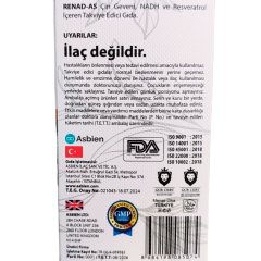 Renad-As , Astragalus (Çin Geveni ) , Nadh ,resveratrol Içeren 30 Kapsül Renadas