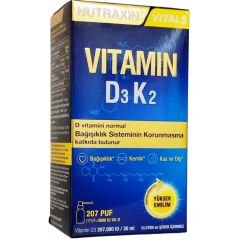 Nutraxin Vitamin D3K2 Takviye Edici Gıda 30 ml 207 Puf