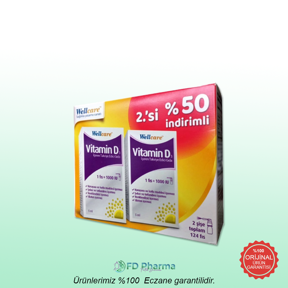 Wellcare Vitamin D3 İçeren Takviye Edici Gıda 2 Şişe