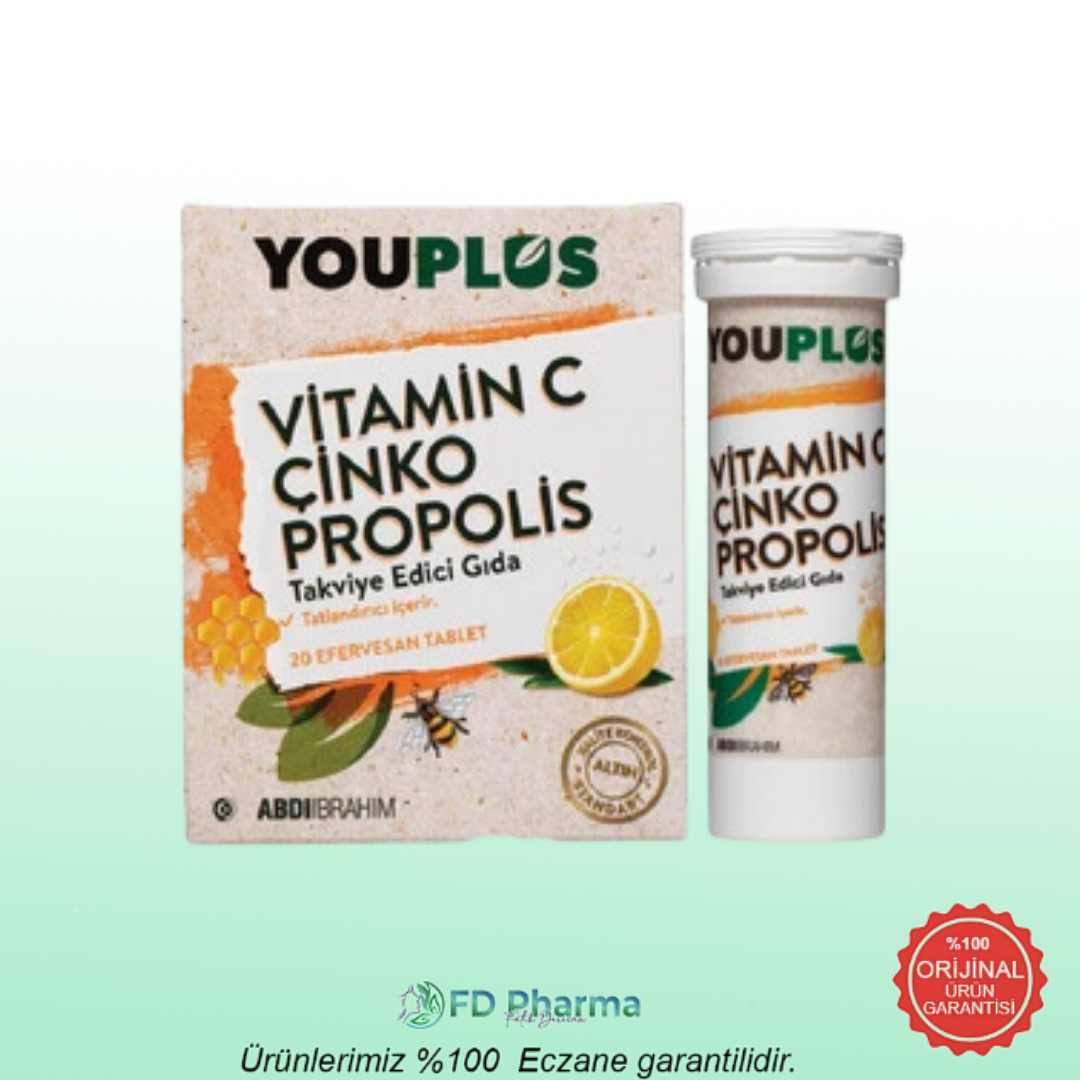 Youplus Vitamin C Çinko Propolis 20 Efervesan Tablet