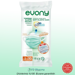 Evony 3 Katlı Ultrasonik Cerrahi Maske Telli 10'lu (ÜTS Kayıtlı)