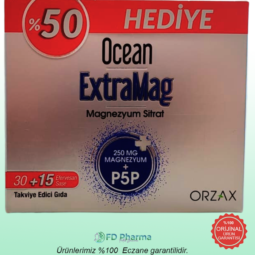Orzax Ocean Extramag Magnezyum Sitrat Efervesan 30 Saşe + 15 Şase - %50 HEDİYE