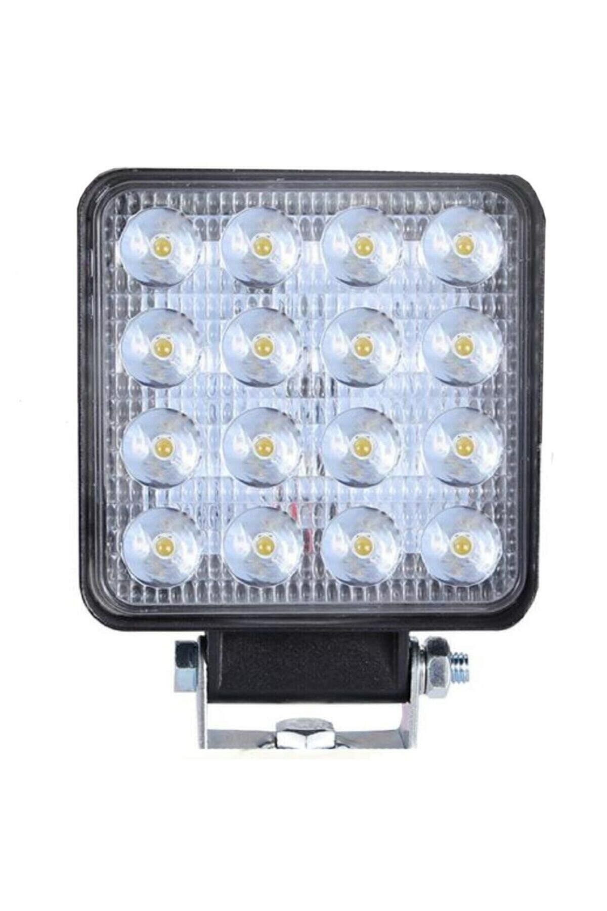 48W CRE Power Led Üniversal Kare Sis Lambası 16 Ledli Siyah