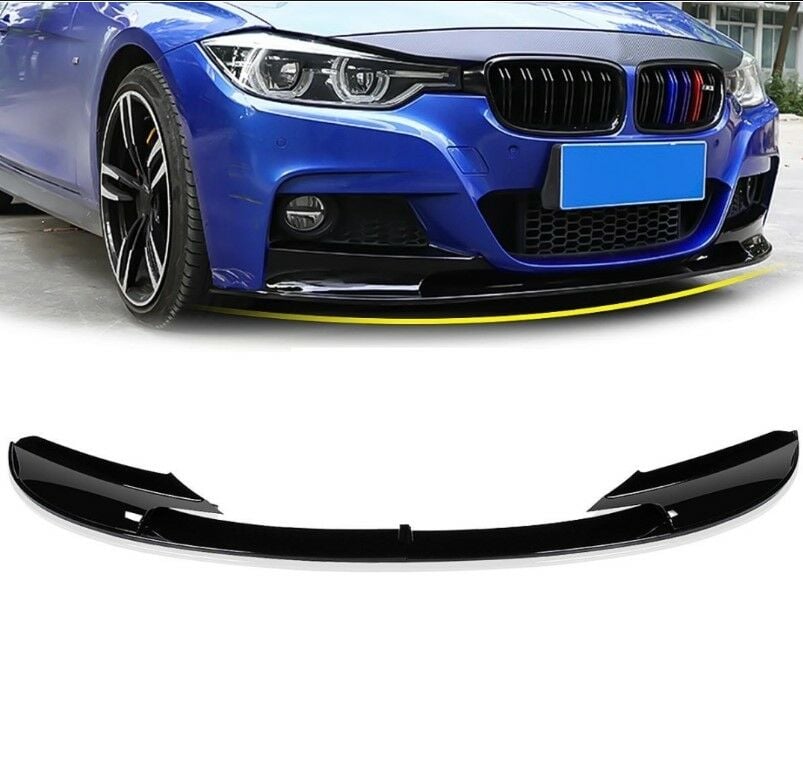 Bmw 3 Serisi F30 2012-2018 İçin Uyumlu M Sport Ön Lip - Pıano Black (3 PARÇA)