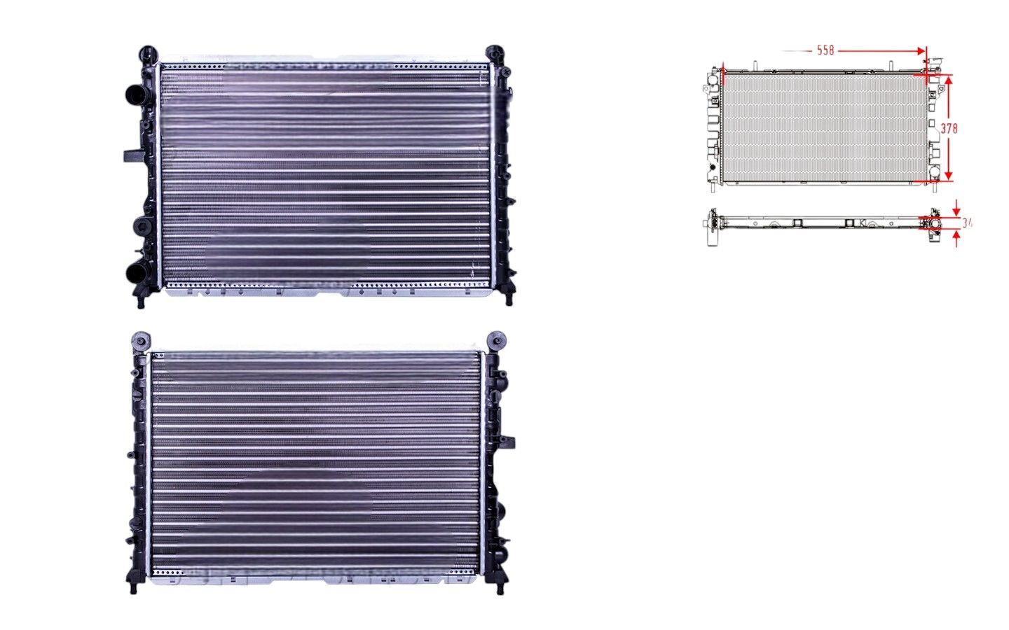 Alfa Romeo 145 146 155, Fiat Tempra Tipo 1988-1996 Su Radyatörü | Mekanik Tip 558x378x34 mm