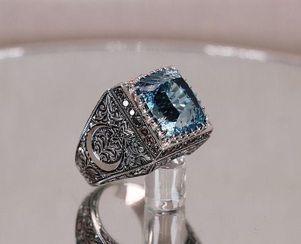 Topaz taşlı Erkek yüzük