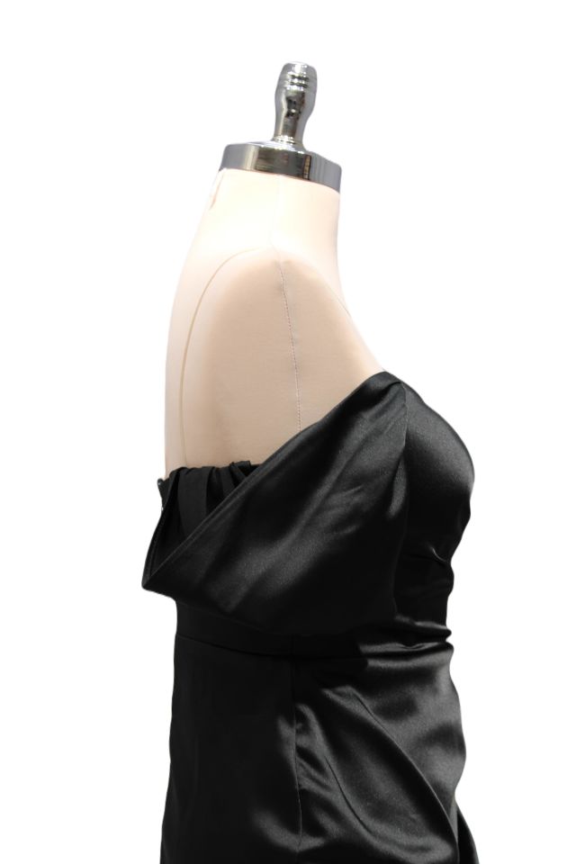 Hot Contact Siyah Askılı Balon Kol Yanı Kuyruklu Taş Detaylı Mini Elbise