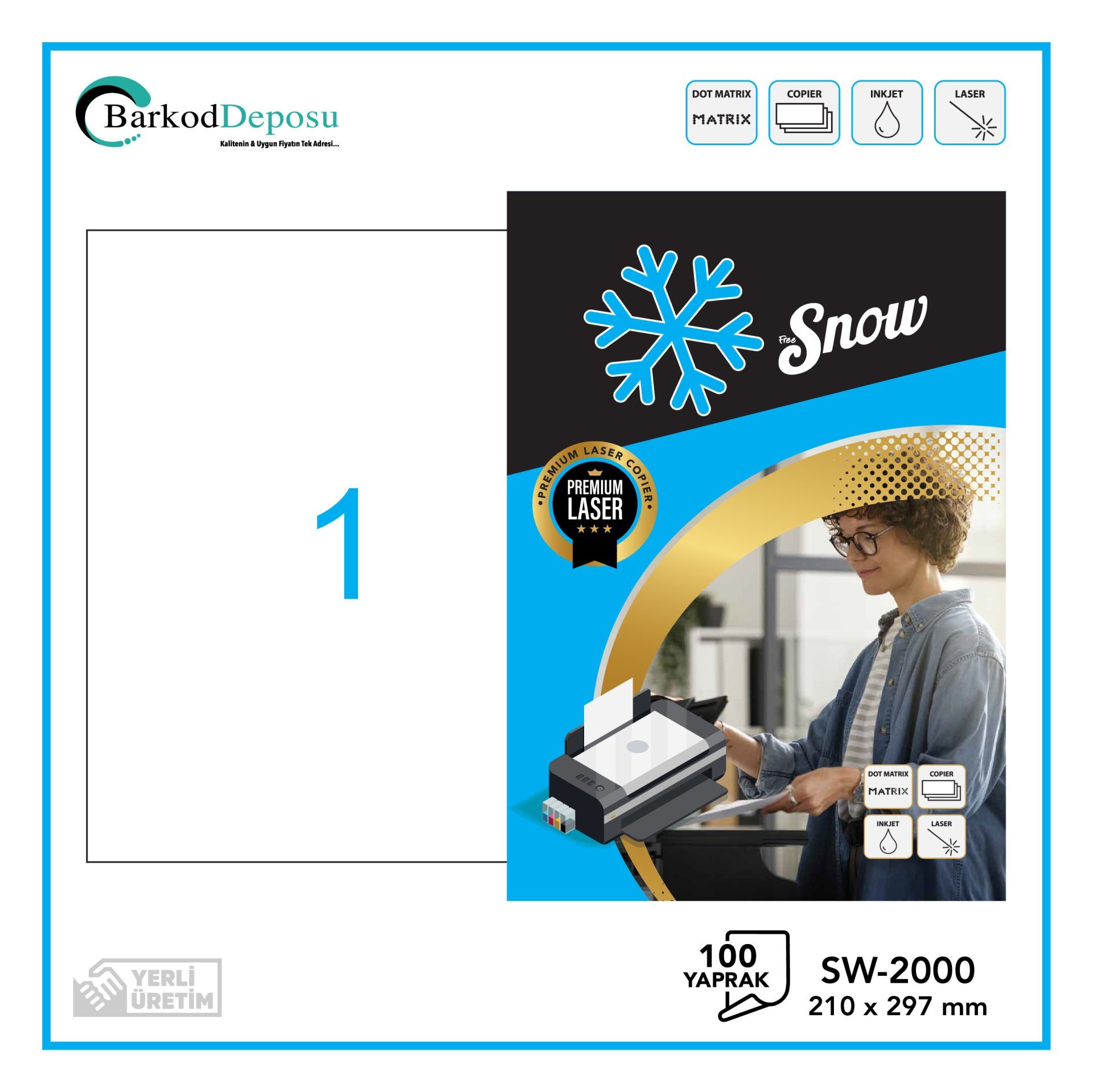 SW-2000 SNOW A4 Renkli Lazer Etiket 210x297mm