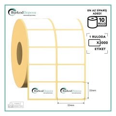 55X35 2'Li Ayrık Termal Barkod Etiketi 2000 Sarım
