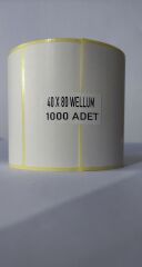 80x40 Vellum Barkod Etiketi 1000 Sarım (RİBON İLE BASKI)