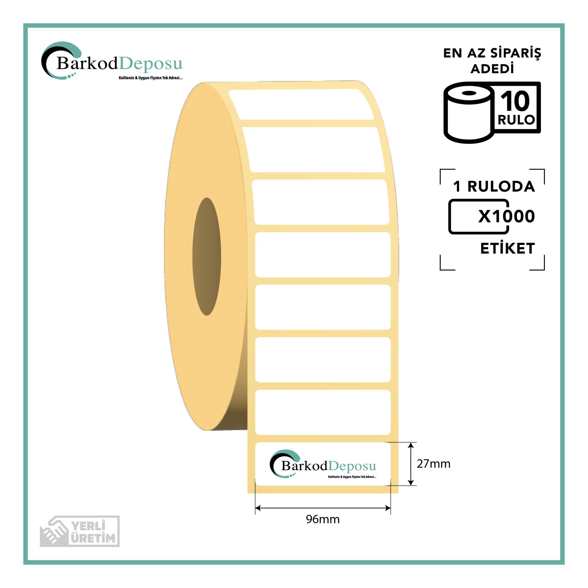 96×27 PP Opak Barkod Etiketi (RESİN RİBON İLE BASKI)