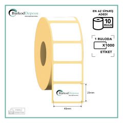 40x25 Termal Barkod Etiketi 1000 Sarım