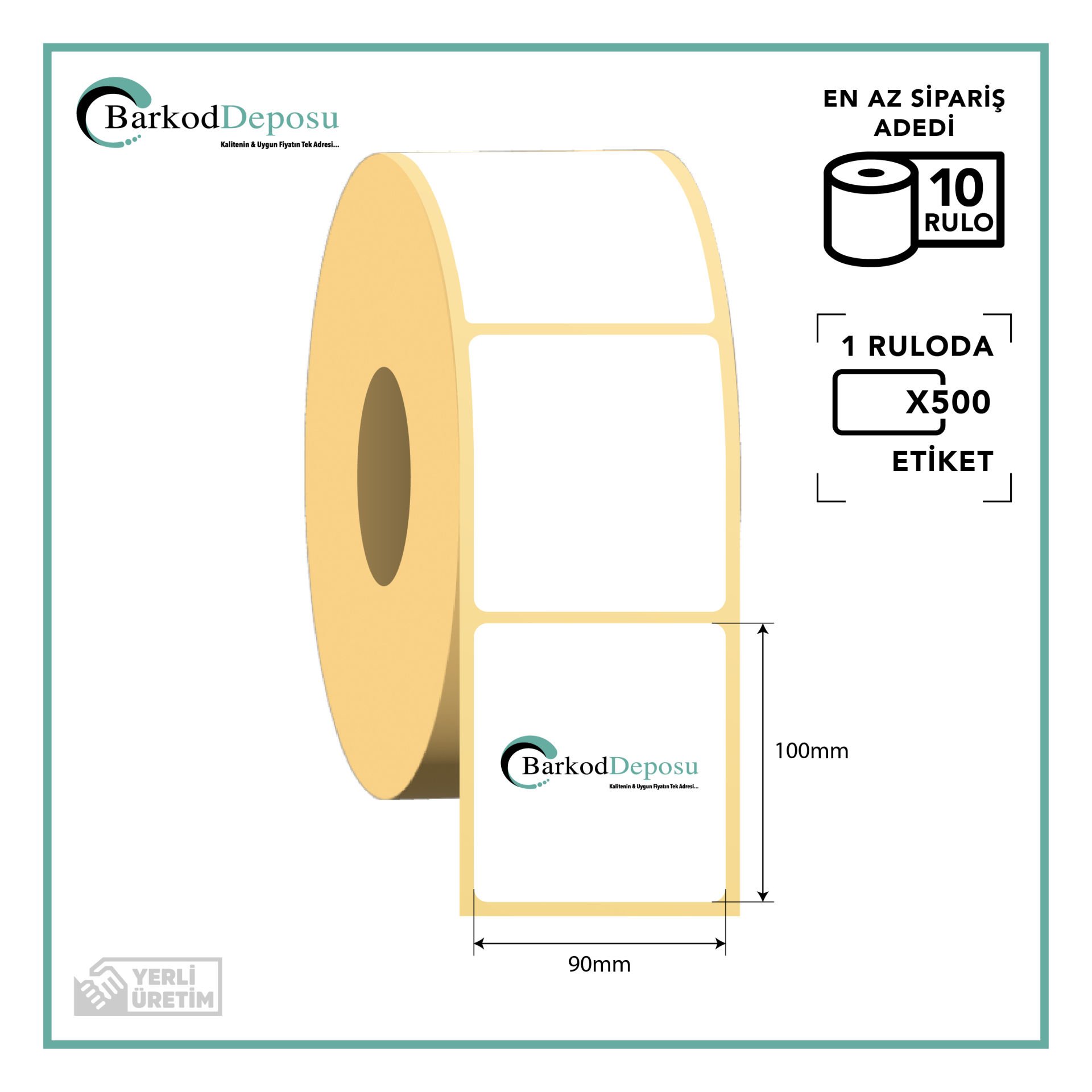 90x100 Termal Barkod Etiketi 500 Sarım